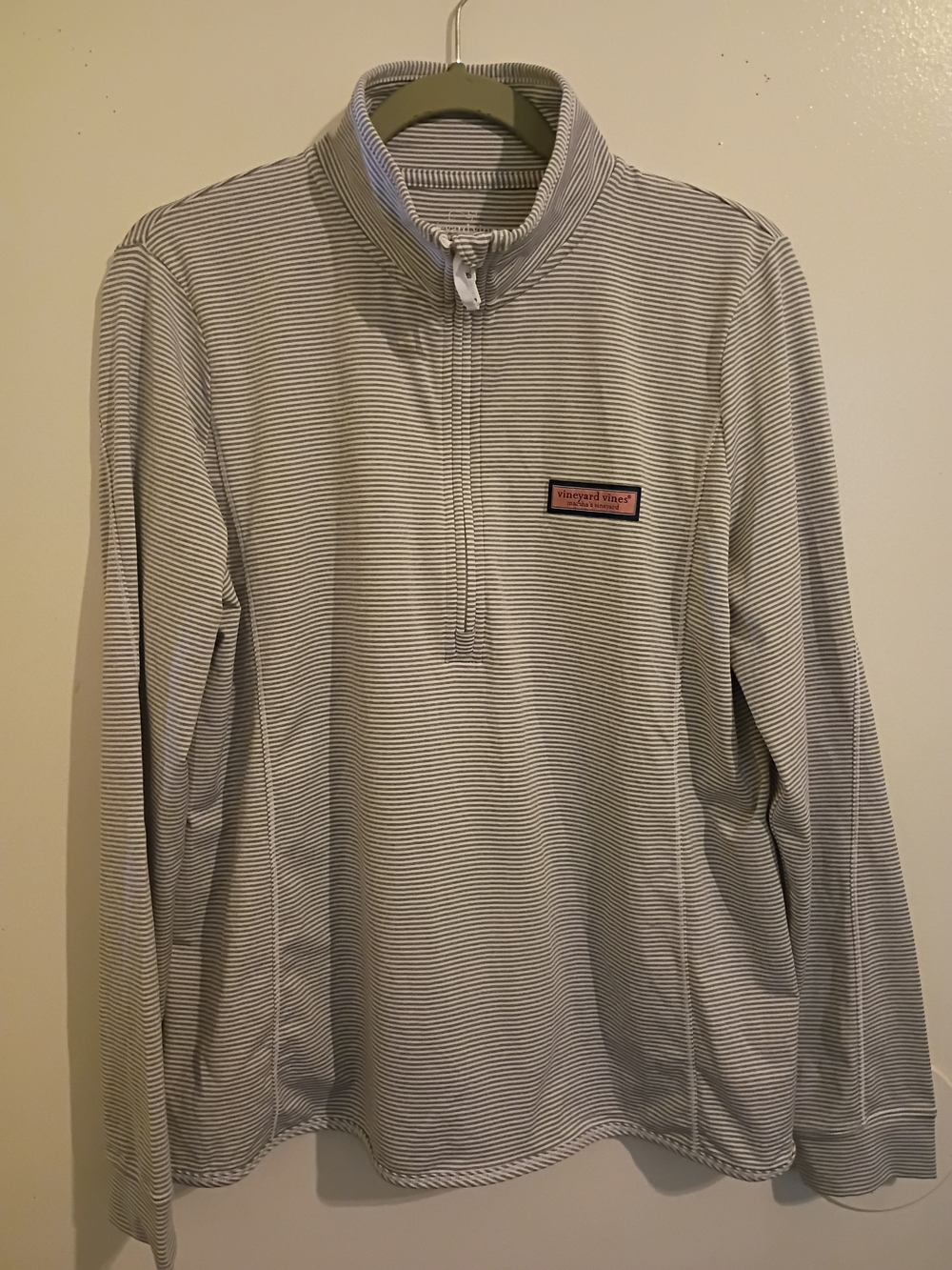 Vineyard Vines Martha's Vineyard Gray Stripe Quarter-Zip Pullover Sz L
